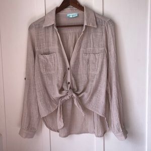 Tea Mints Tan Button Down with Tie